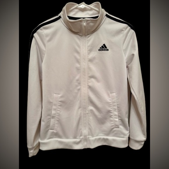Adidas Boys Youth Medium (10/12) White 3-Stripe Track Jacket - Picture 7 of 8